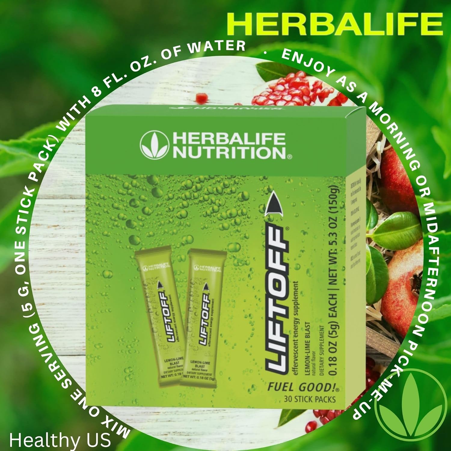 Herbalife Nutrition LIFTOFF Energy Stick Packs - Lemon-Lime Blast - 30 Count for Instant Natural Energy Boost, Mental Clarity, and Focus