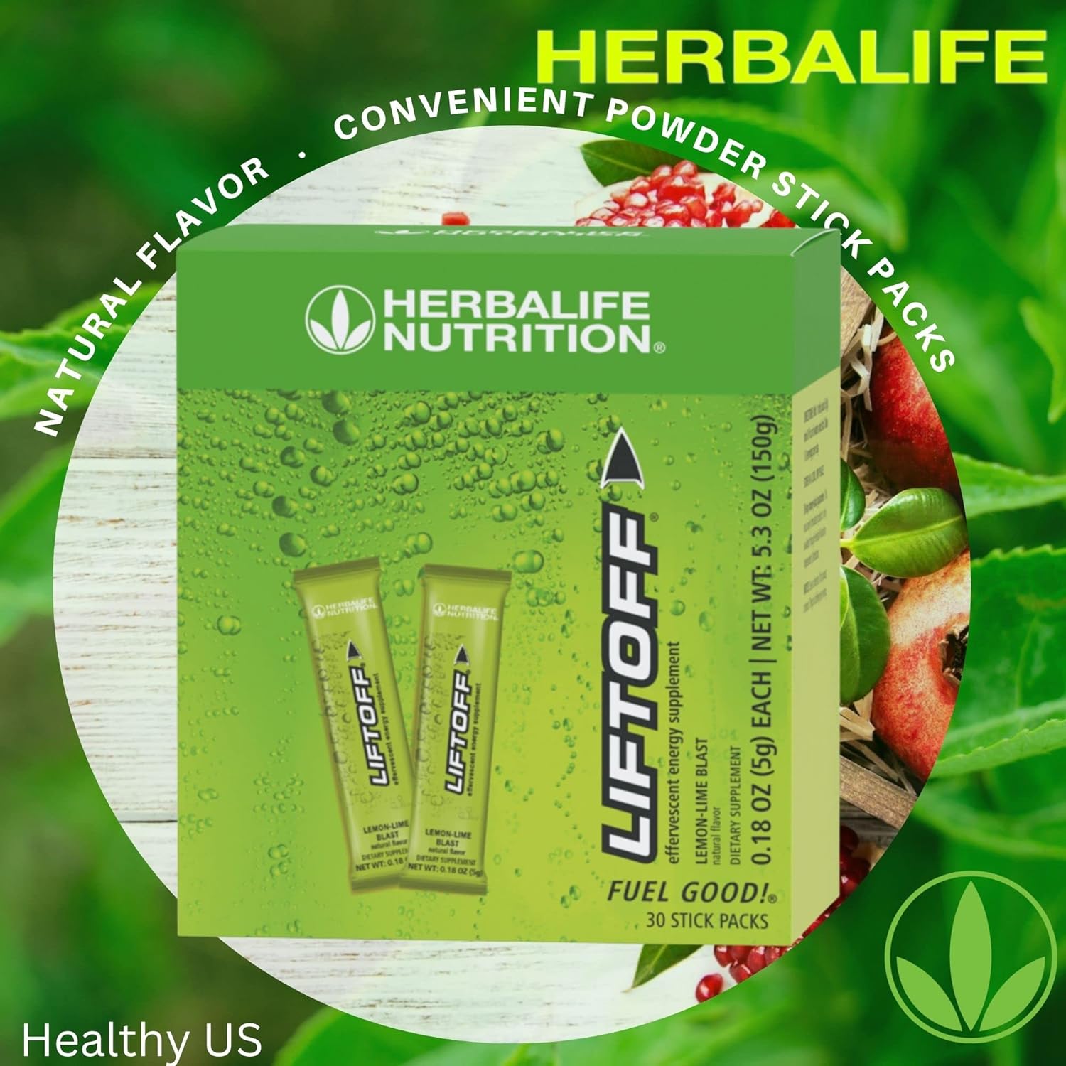 Herbalife Nutrition LIFTOFF Energy Stick Packs - Lemon-Lime Blast - 30 Count for Instant Natural Energy Boost, Mental Clarity, and Focus