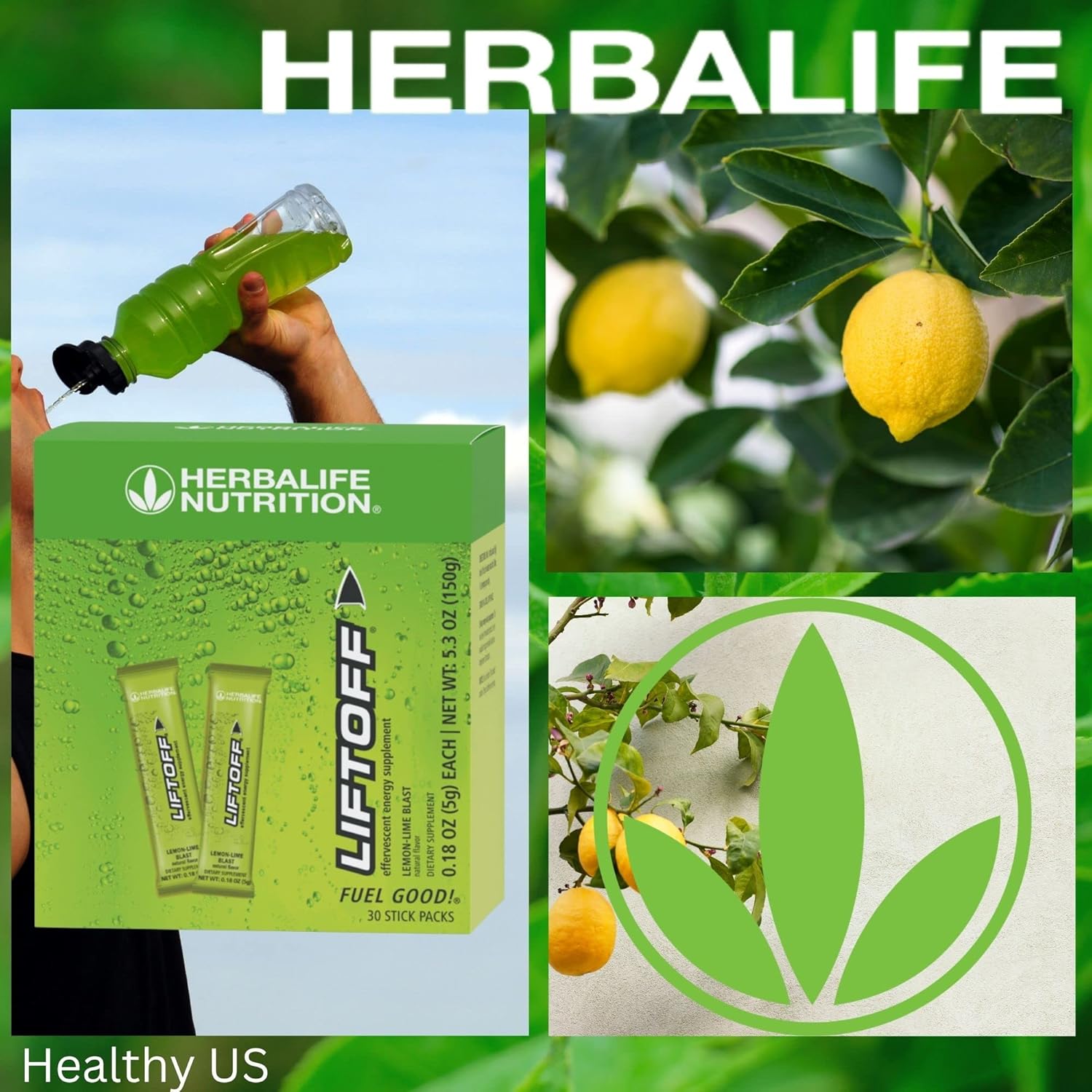 Herbalife Nutrition LIFTOFF Energy Stick Packs - Lemon-Lime Blast - 30 Count for Instant Natural Energy Boost, Mental Clarity, and Focus