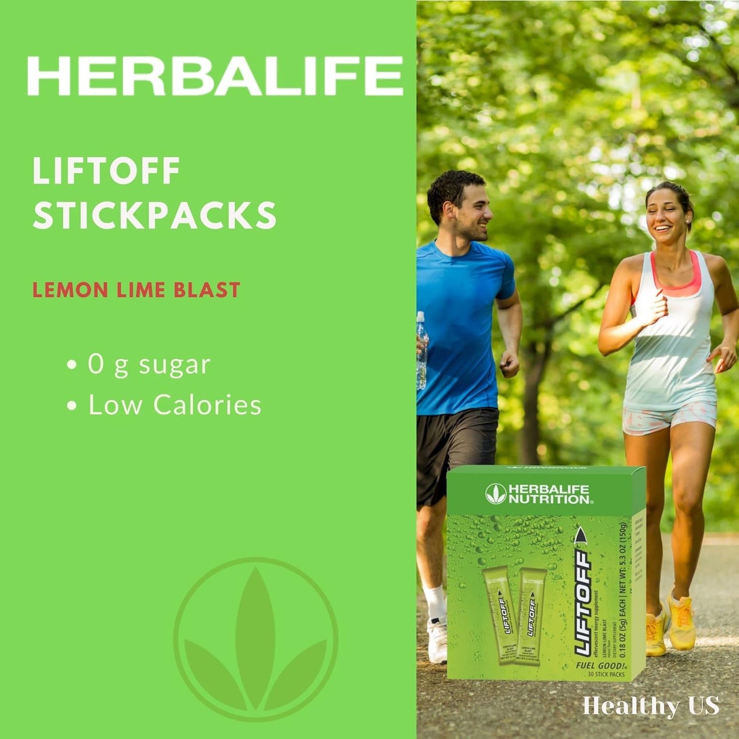 Herbalife Nutrition LIFTOFF Energy Stick Packs - Lemon-Lime Blast - 30 Count for Instant Natural Energy Boost, Mental Clarity, and Focus