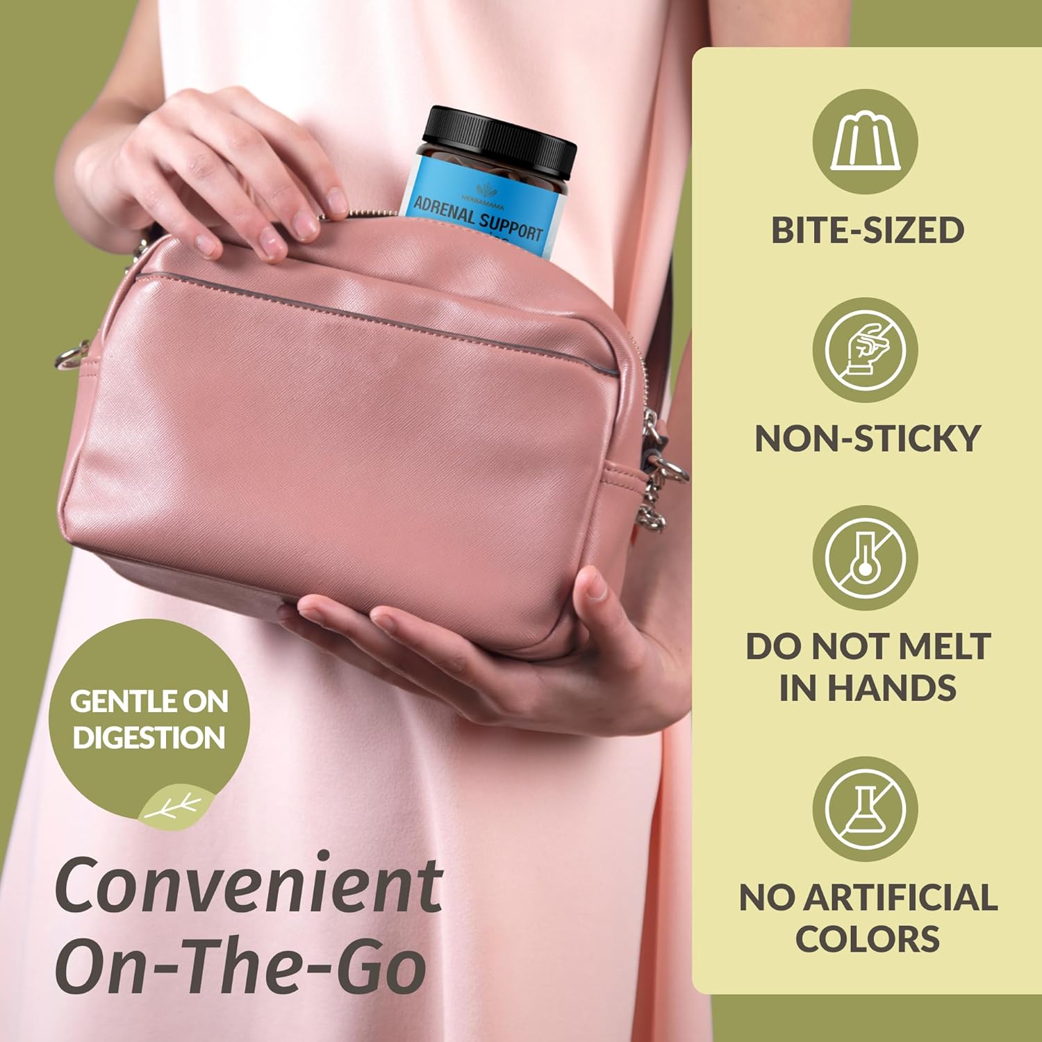 HERBAMAMA Adrenal Support Complex and Magnesium Citrate Gummies Bundle - Vegan and Non-GMO - 2 Pack