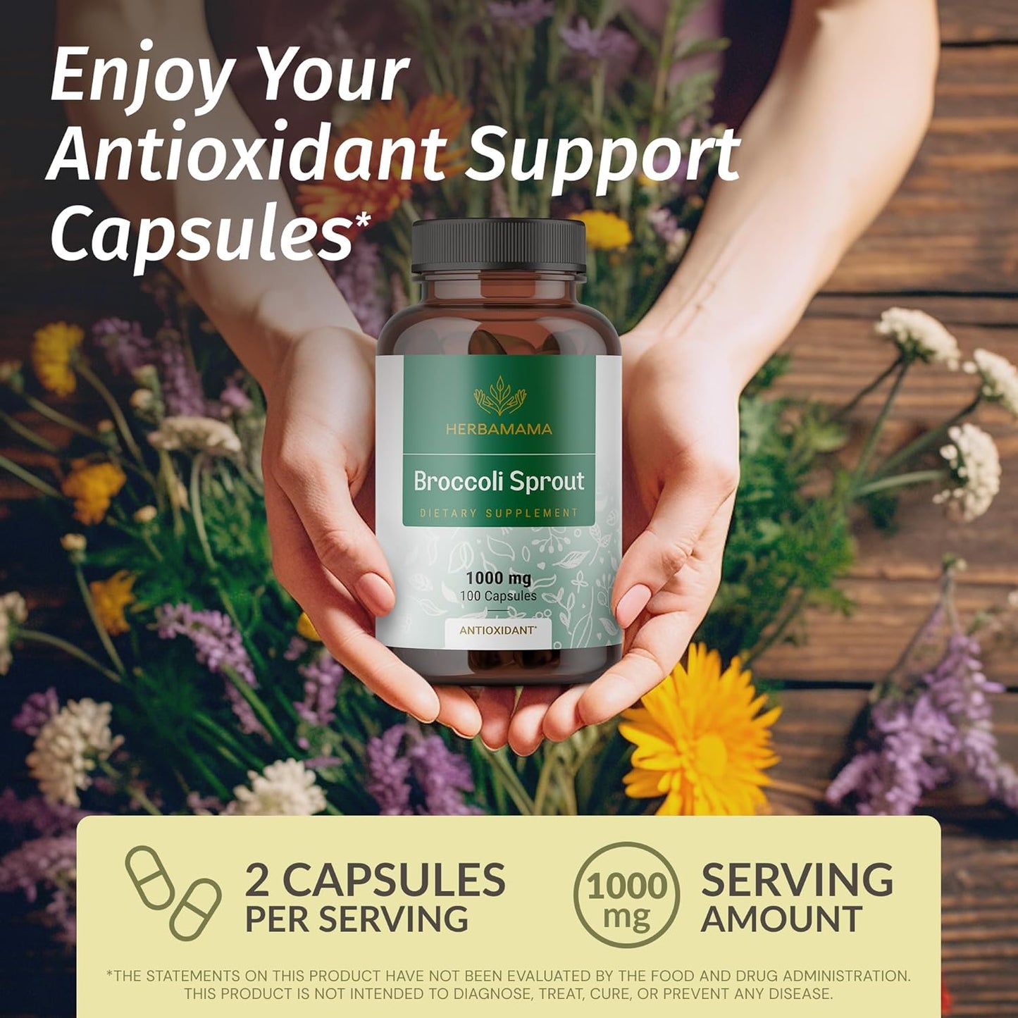 HERBAMAMA Broccoli Sprout and Milk Thistle Supplement Bundle - 1000mg Capsules & 4 oz Extract - Vegan, Non-GMO, Sugar & Alcohol-Free - 2 Pack