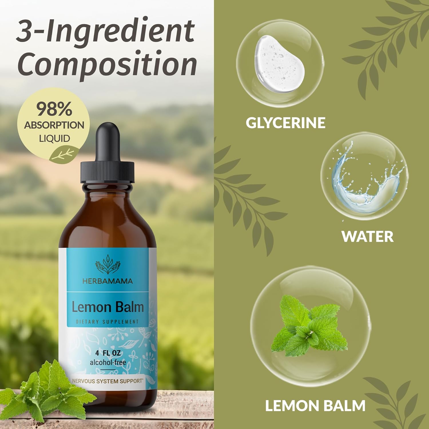HERBAMAMA Lemon Balm Tincture & Potassium Iodine Gummies Bundle - Vegan, Non-GMO, Alcohol & Gelatin-Free - 2 Pack, 4 fl oz