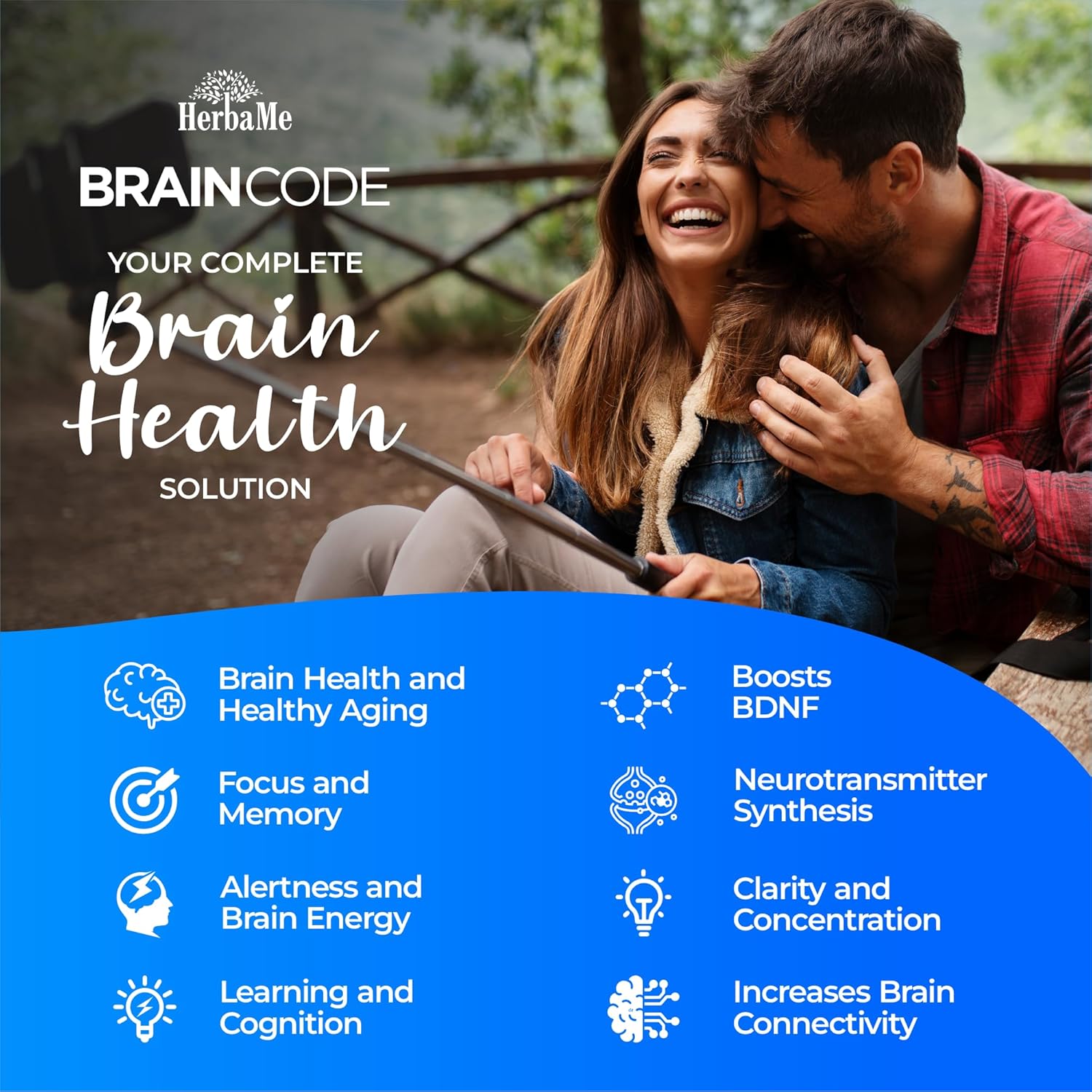HerbaMe Brain Code: Nootropic Supplement for Memory, Focus, and Cognitive Health | 90 Capsules to Enhance Mental Clarity and Concentration