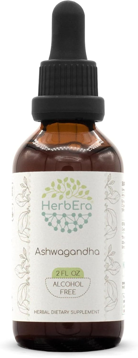 HerbEra Ashwagandha Alcohol-Free Tincture 2 fl oz - Super-Concentrated Extract - Shui Qie, Indian Ginseng