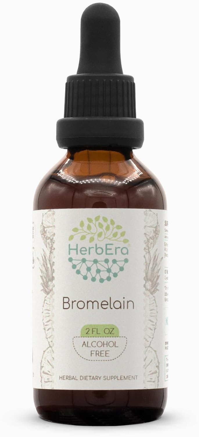 HerbEra Bromelain B60 Alcohol-Free Extract Tincture - Super-Concentrated Wildcrafted Pineapple - 2 fl oz