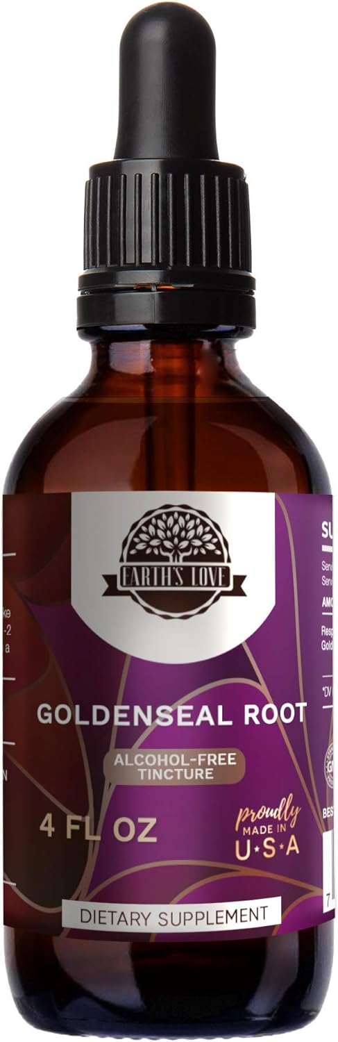 HerbEra Earth's Love Goldenseal Root Extract Tincture - Alcohol-Free Super Concentrated Herbal Remedy (4 Fl Oz)