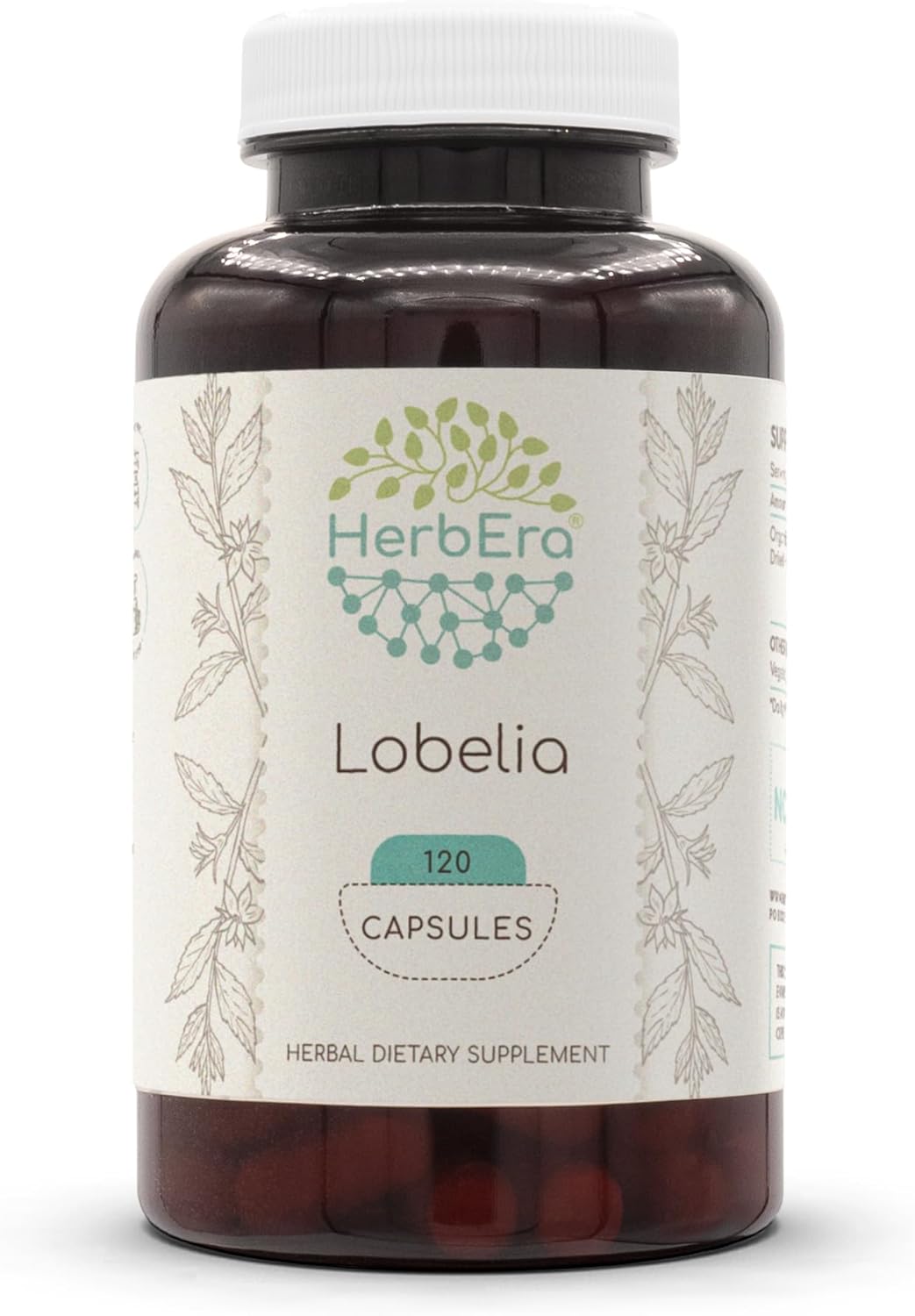 HerbEra Lobelia Capsules - 120 Count, 750mg, Dried Lobelia Herb