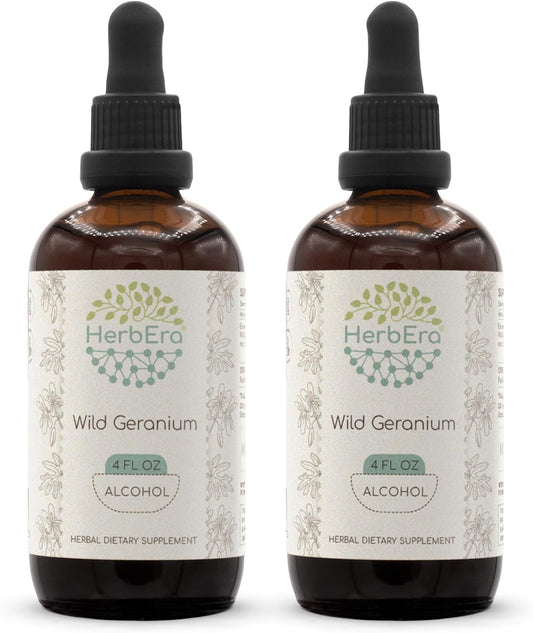 HerbEra Wild Geranium A120 Alcohol Herbal Extract Tincture - 2 Pack of Concentrated Liquid Drops with Natural Dried Root - 2x4 fl oz