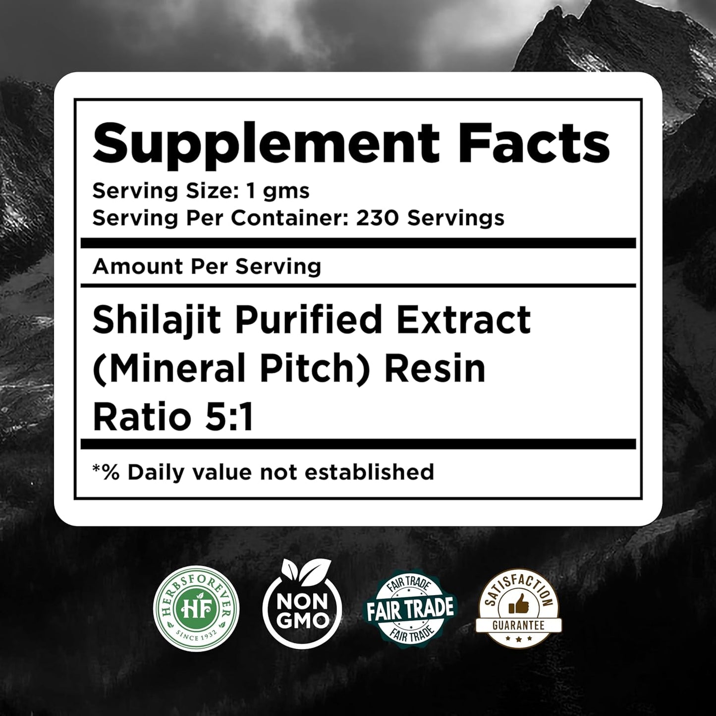Herbsforever Shilajit Powder 6:1 Extract for General Wellness - 8.11 oz (230 GMS) - Antioxidant Mineral Pitch