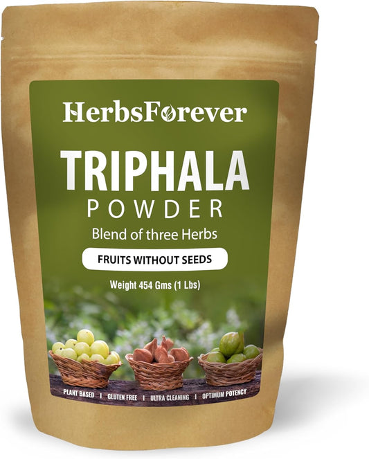 Herbsforever Triphala Churna Powder 454 GMS - Ayurvedic Detox & Rejuvenation Support, Non GMO Vegan Formula