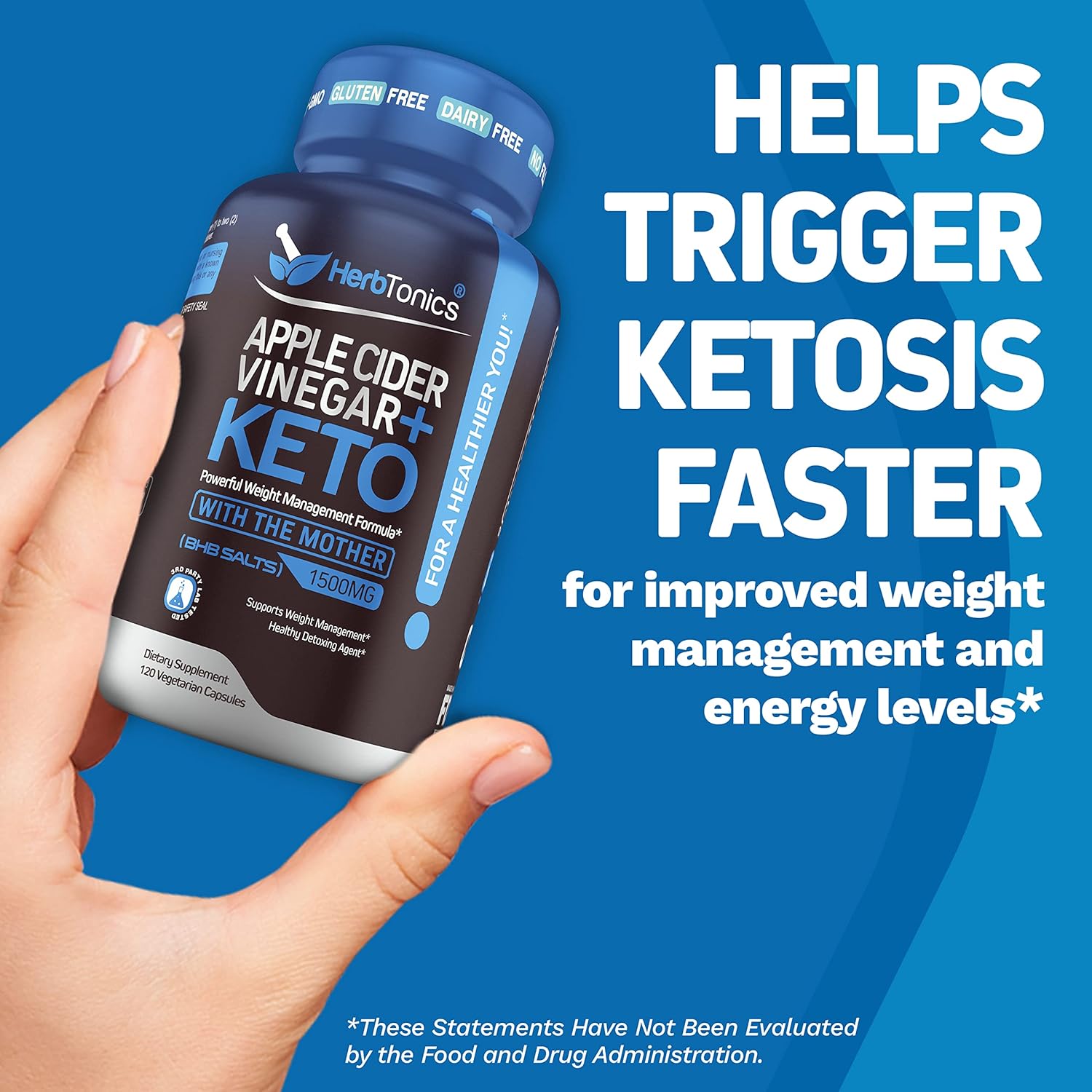 Herbtonics Apple Cider Vinegar Capsules with Keto BHB - Healthy Weight Support & Slimming Formula for Women & Men - Liver Cleanse Detox with Milk Thistle & 24 Herbs