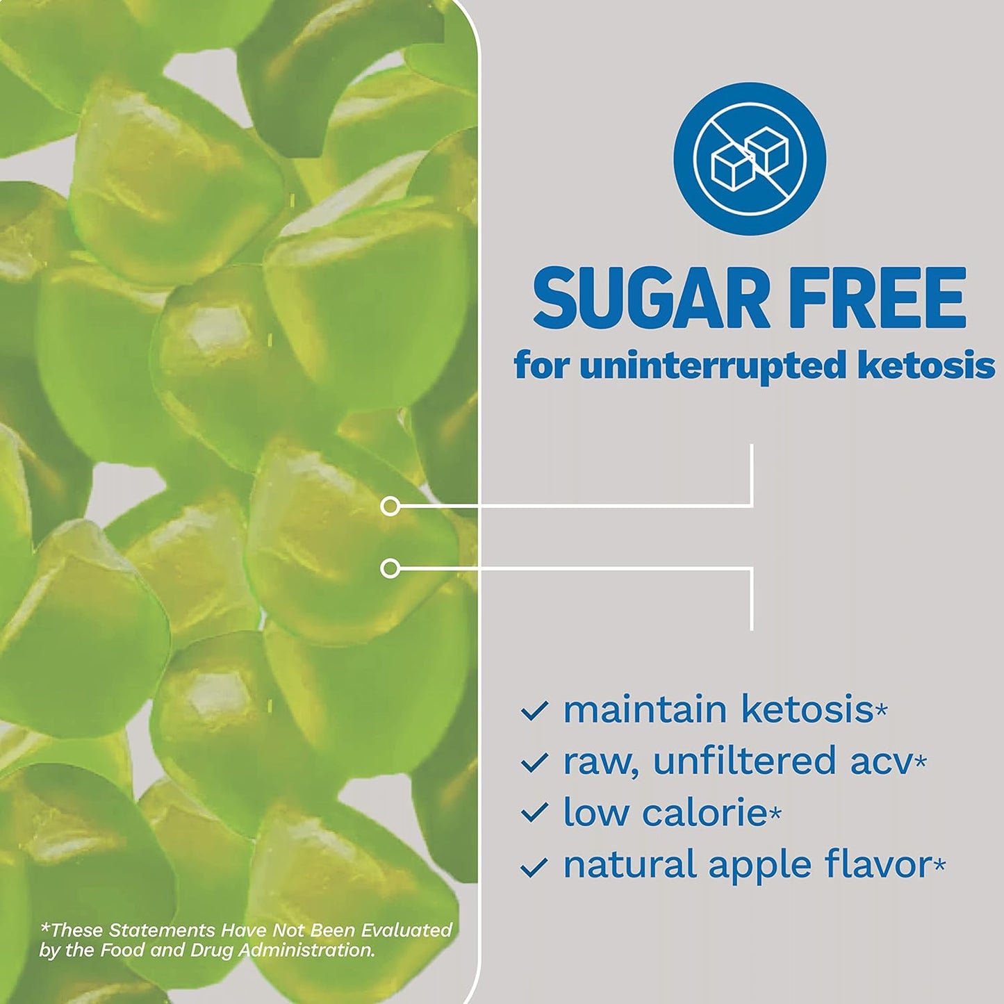 Herbtonics Keto Apple Cider Vinegar Gummies for Digestion & Detox - Sugar Free BHB Formula with The Mother - 60 Vegan Gummies