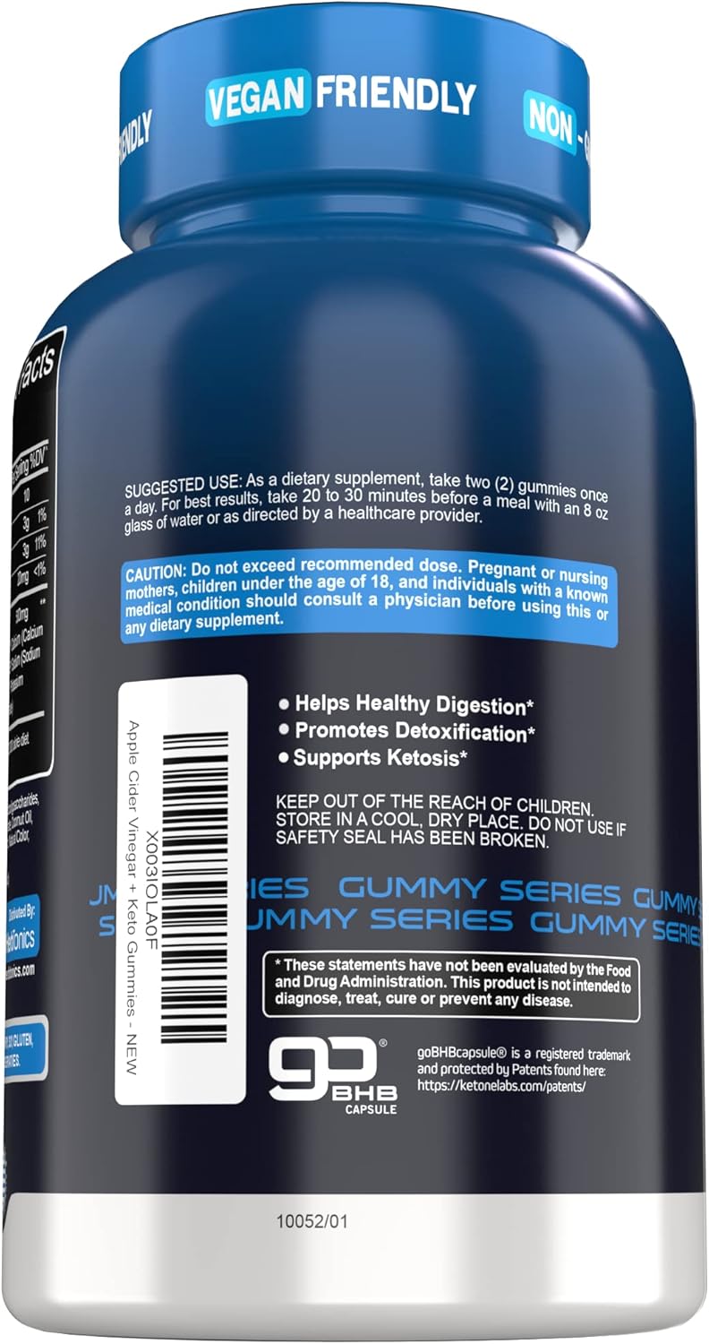 Herbtonics Keto Apple Cider Vinegar Gummies for Digestion & Detox - Sugar Free BHB Formula with The Mother - 60 Vegan Gummies