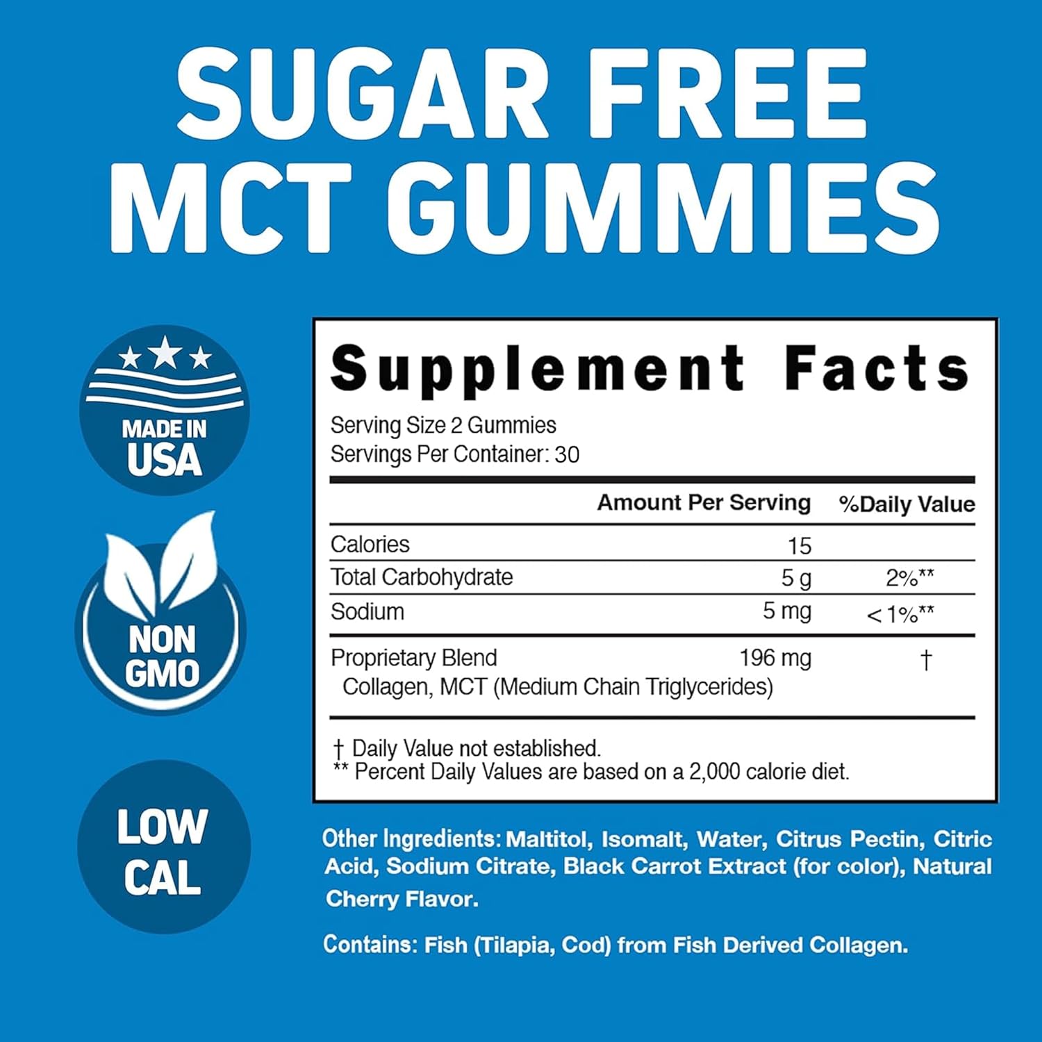 Herbtonics Keto Gummies with MCT Oil and Collagen for Anti-Aging, Hair Growth, and Skin Care - Sugar-Free On-The-Go Protein Gummies