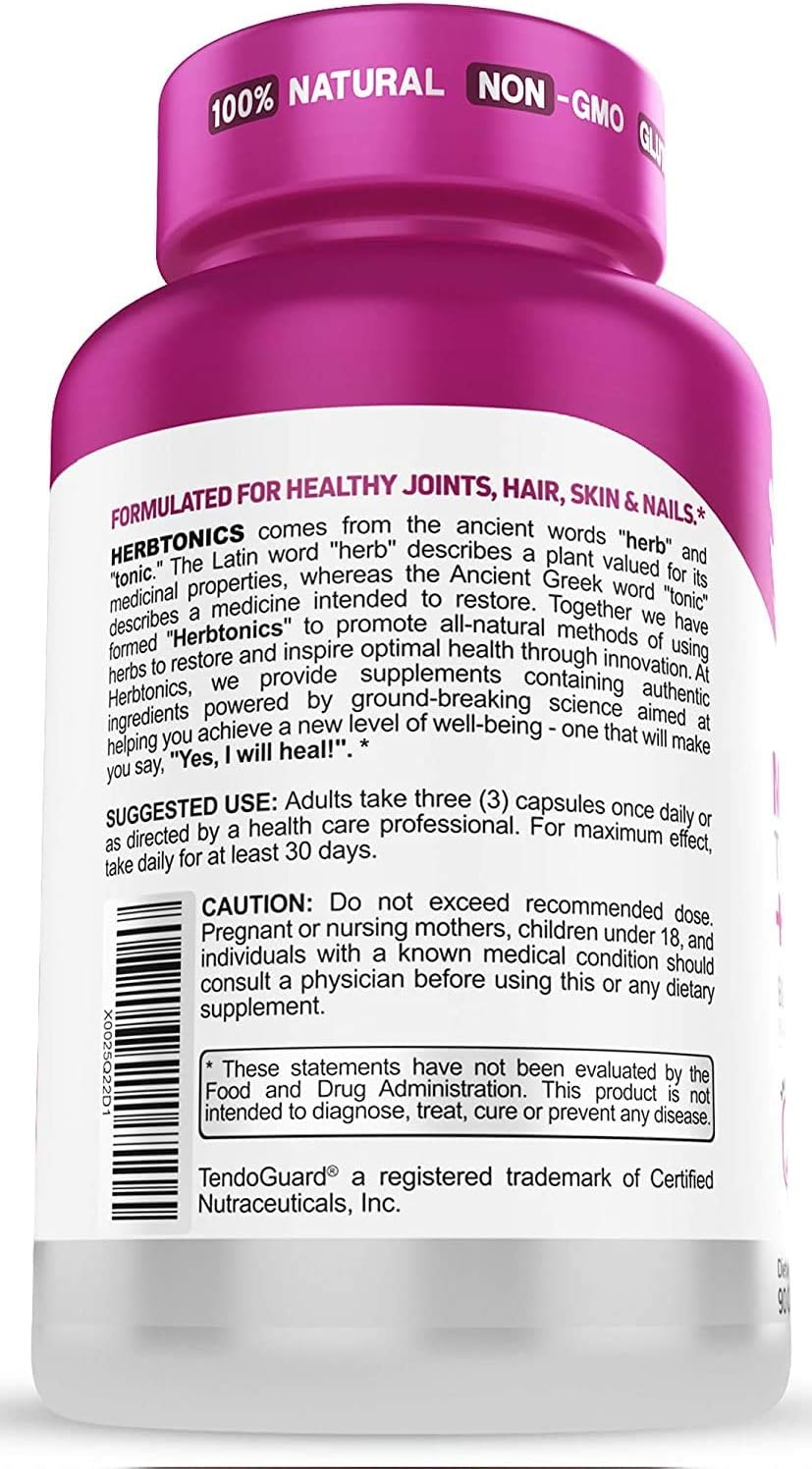 Herbtonics Multi Collagen Complex with Bone Broth Protein Peptides - Supports Hair, Skin, Nails, and Joints - 90 Pills