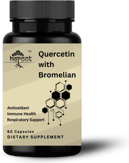 Heroot Quercetin and Bromelain Capsules 500mg - Non-GMO Respiratory Support for Overall Health (60 Capsules)