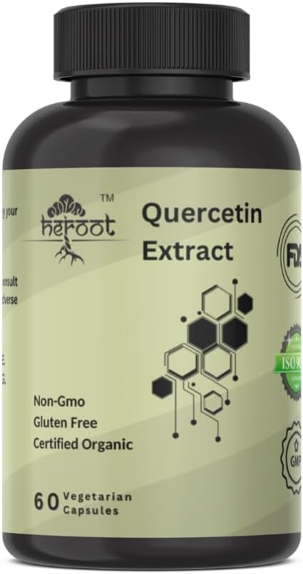 Heroot Quercetin Extract Capsules - Non-GMO, Gluten-Free, Vegetarian - Promotes Overall Health, Strength, and Energy - 60 Capsules