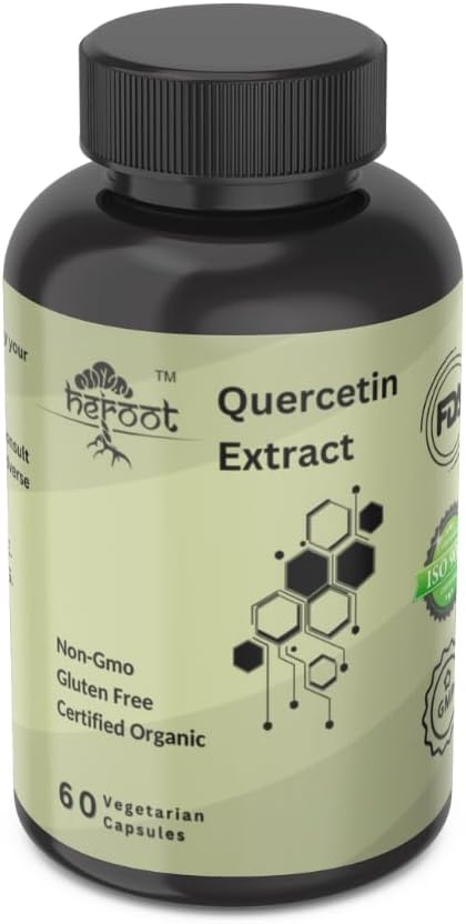 Heroot Quercetin Extract Capsules - Non-GMO, Gluten-Free, Vegetarian - Promotes Overall Health, Strength, and Energy - 60 Capsules