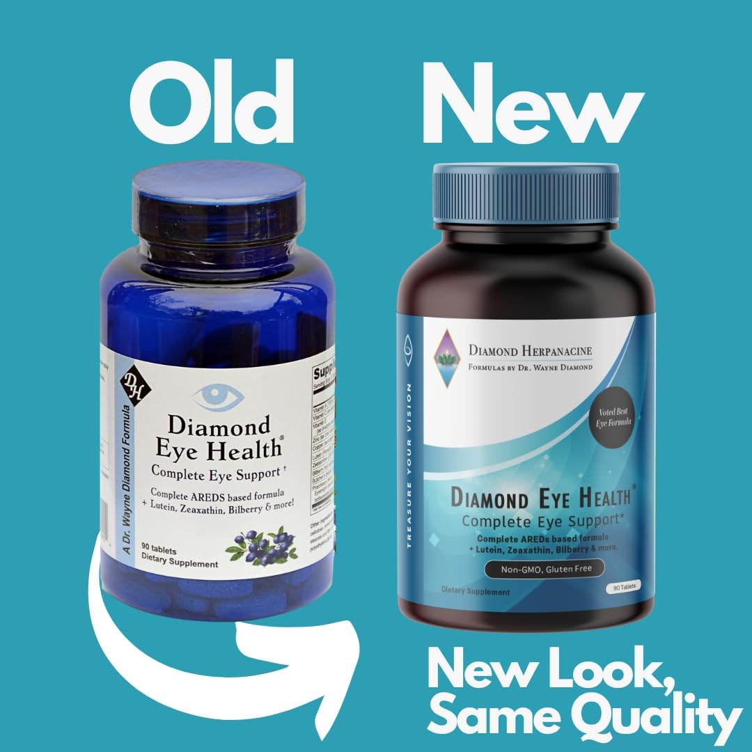 Herpanacine Diamond Eye Health Vitamins - Complete Eye Support - Promotes Healthy Aging Eyes - Vegan, Gluten-Free, Dairy-Free - 90 Count
