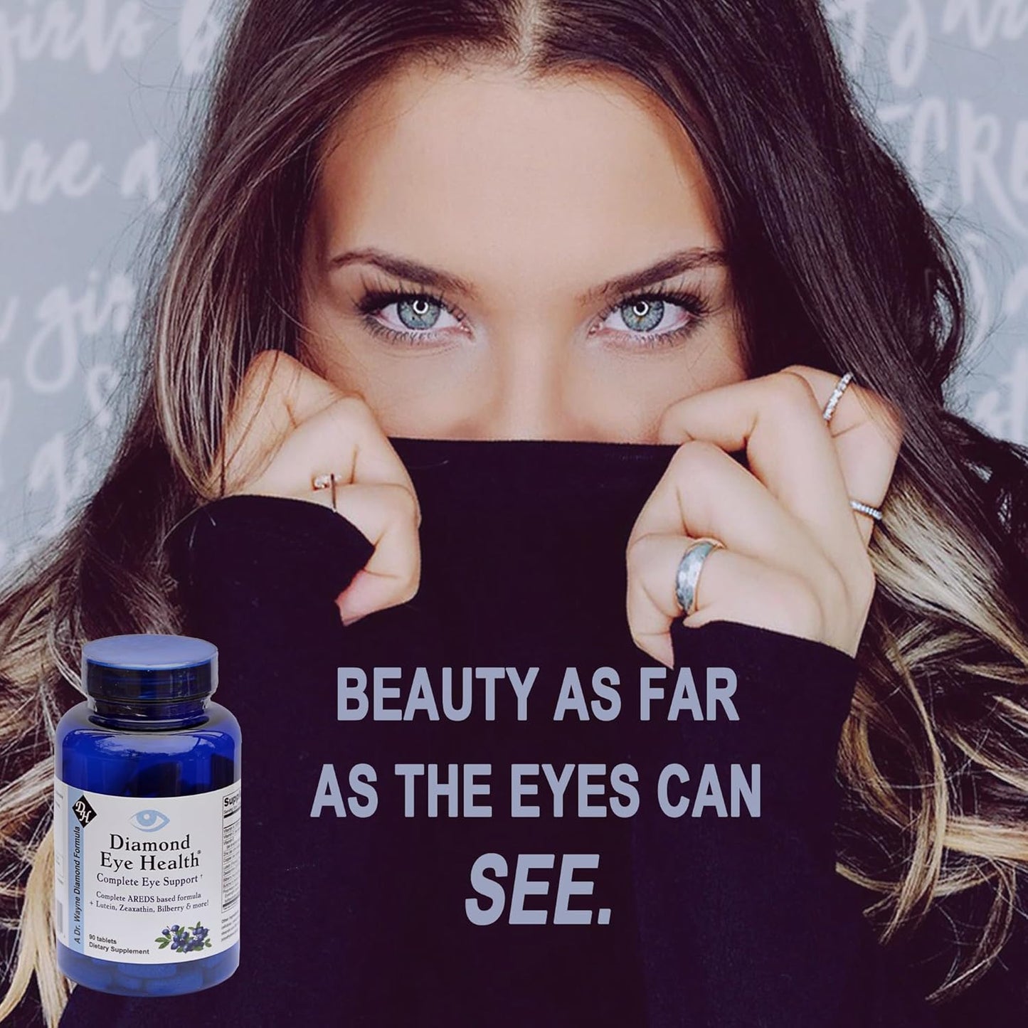 Herpanacine Diamond Eye Health Vitamins - Complete Eye Support - Promotes Healthy Aging Eyes - Vegan, Gluten-Free, Dairy-Free - 90 Count