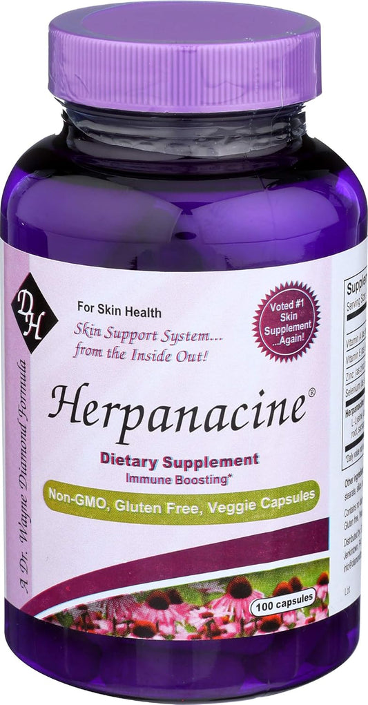 Herpanacine Skin Support with Diamond Herpanacine - 100 Capsules, 3-Pack - Natural Skin Health Supplement