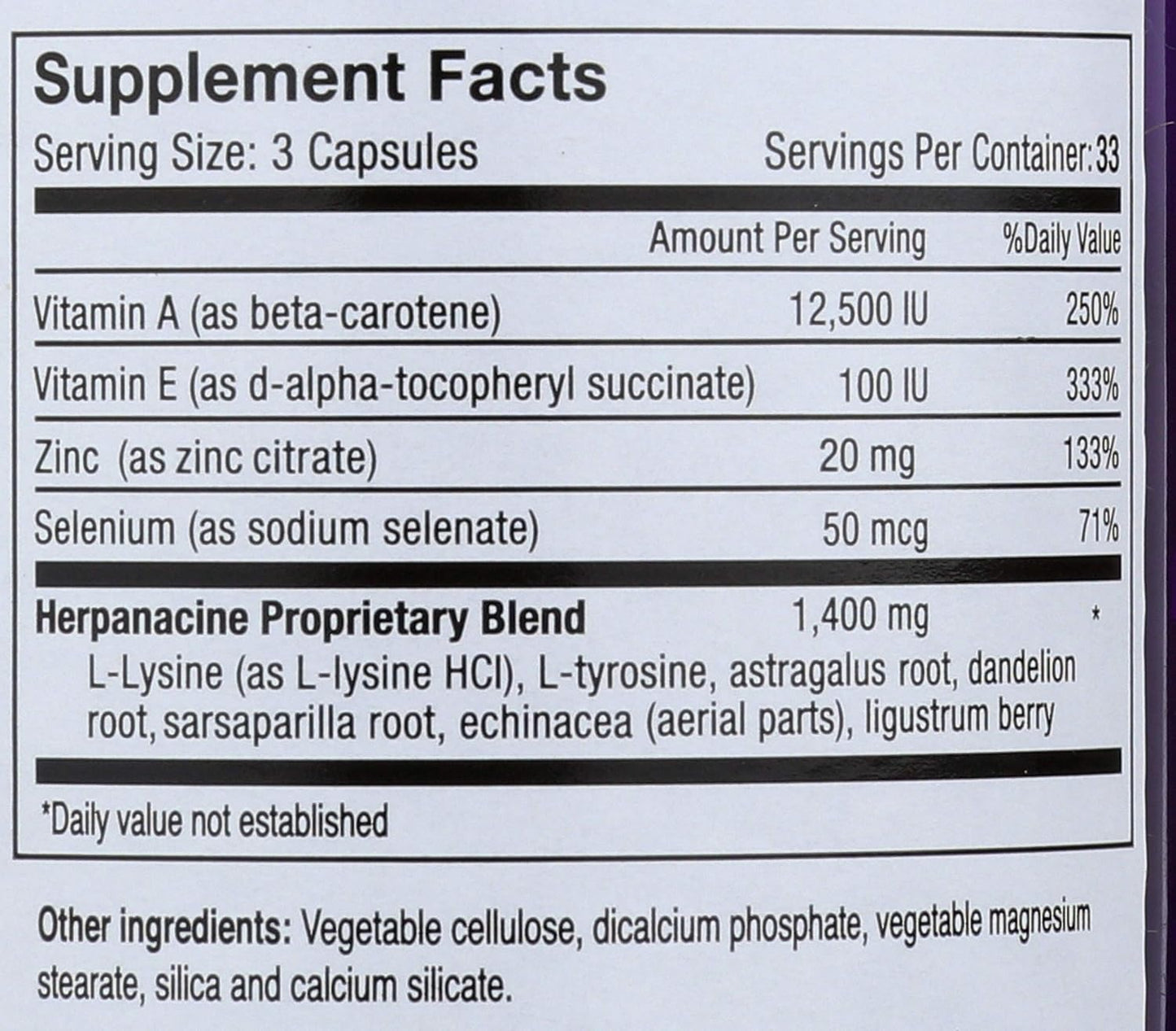 Herpanacine Skin Support with Diamond Herpanacine - 100 Capsules, 3-Pack - Natural Skin Health Supplement