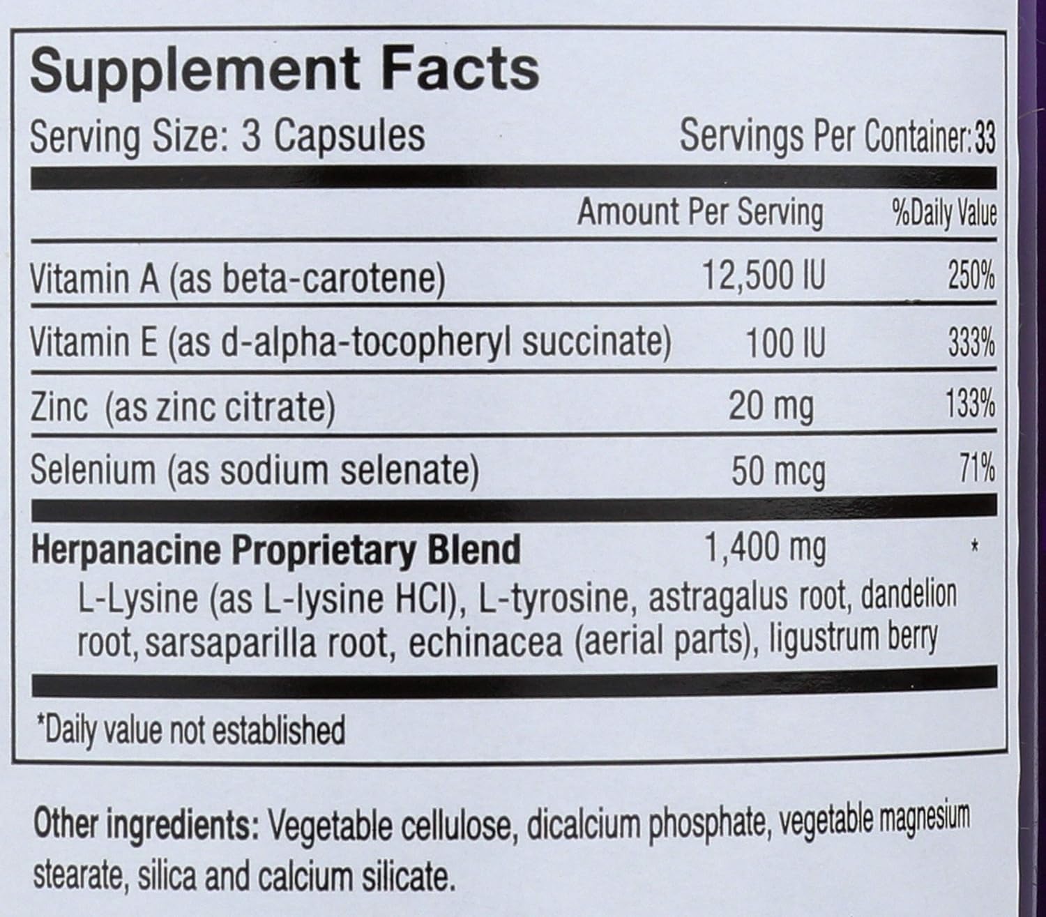 Herpanacine Skin Support with Diamond Herpanacine - 100 Capsules, 3-Pack - Natural Skin Health Supplement