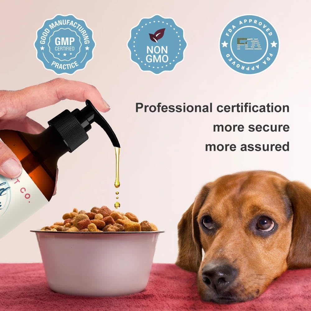 HESH Pet Co. Wild Alaskan Salmon Oil 16oz for Dogs & Cats - Skin & Coat Supplement with Omega 3 EPA + DHA Fatty Acids for Joint, Immune & Heart Health