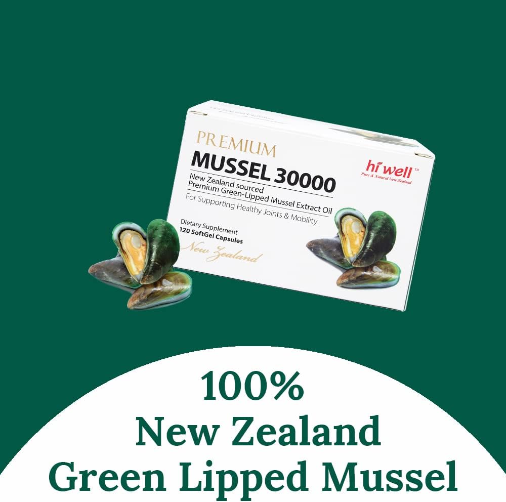 Hi Well Premium Mussel 30000 Softgel Capsules - Pack of 3 | Pure & Natural New Zealand Omega-3 Supplement