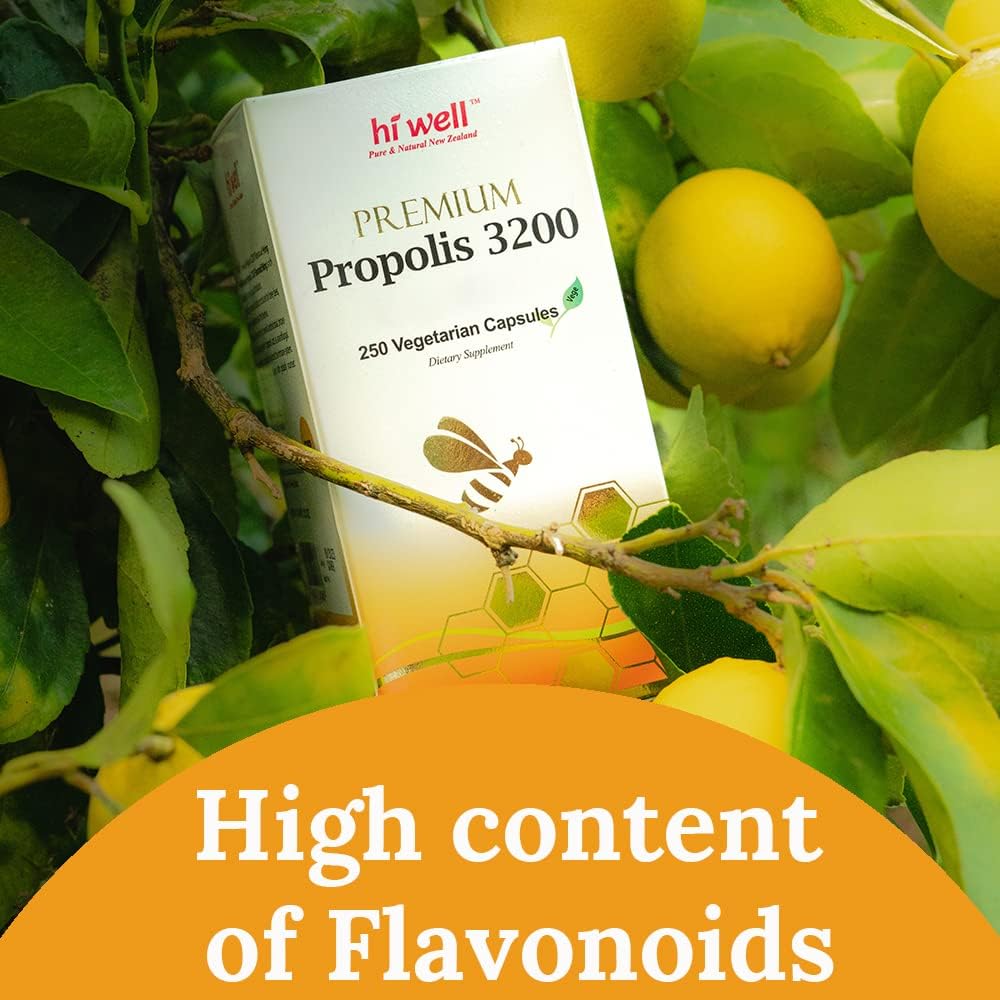 Hi Well Premium Propolis 3200 with 96mg Flavonoid - Natural New Zealand Formula (Pack of 2)