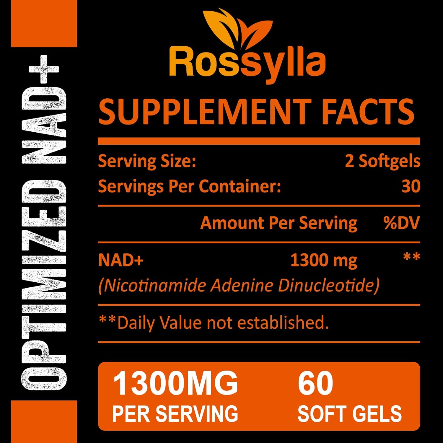 High Absorption 1300 MG Liposomal NAD+ Supplement for Aging Defense & Cellular Energy - 60 Count