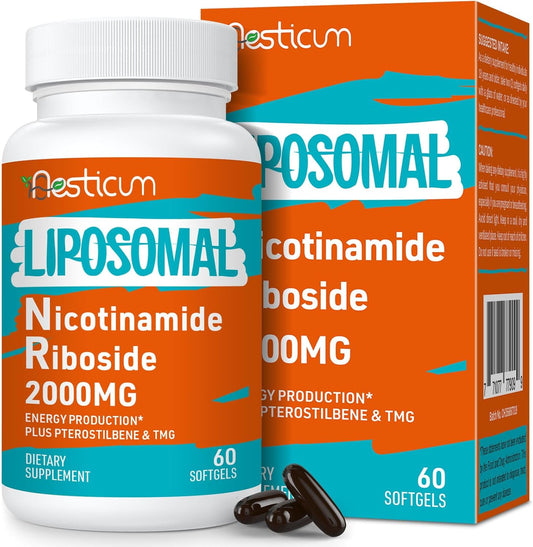 High Absorption 2000 MG Liposomal Nicotinamide Riboside Supplement with TMG and Pterostilbene - NAD+ Boosting, Cellular Energy, Age Resist - 60 Softgels
