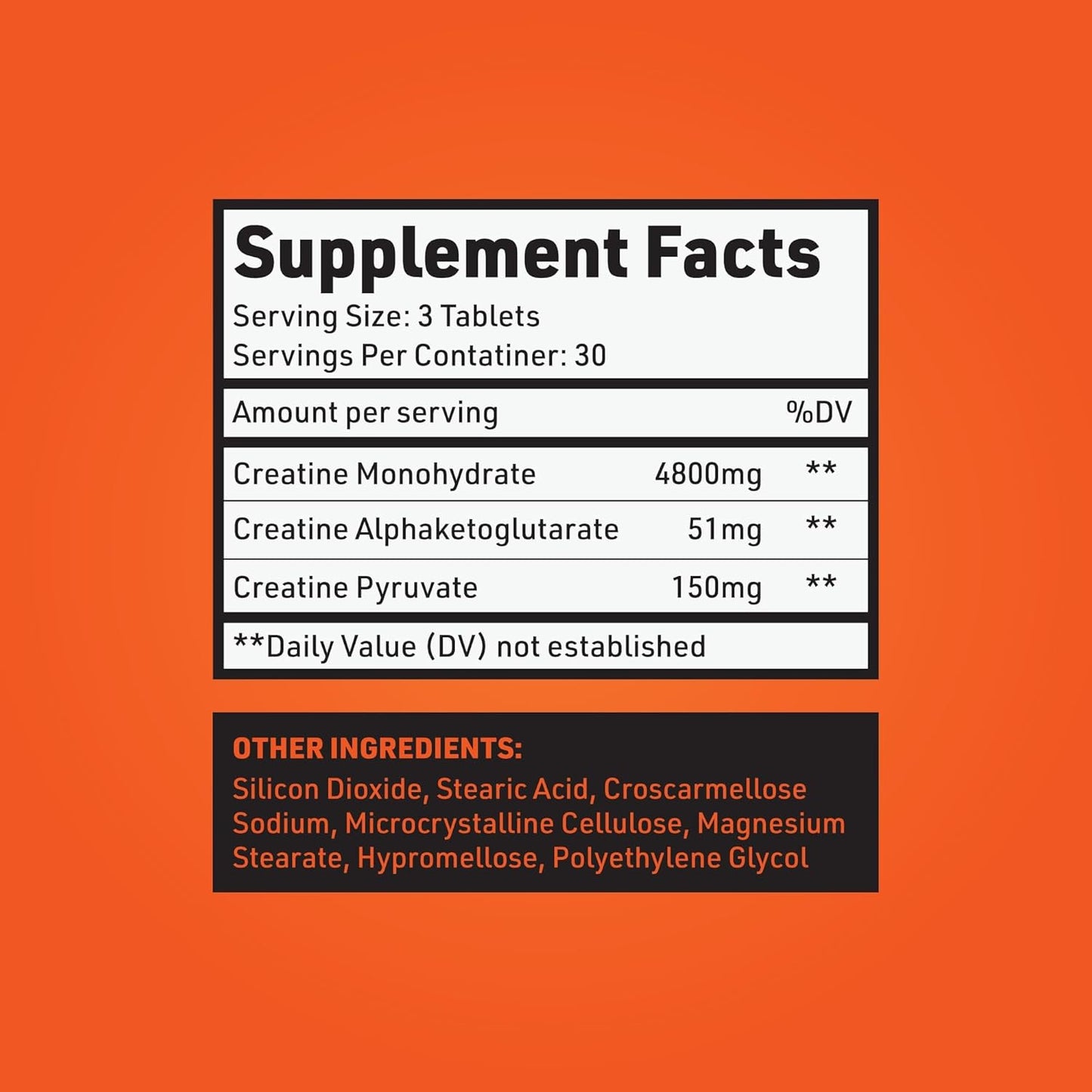 High Absorption 5g 3X Pure Creatine Monohydrate Pills for Lean Muscle Growth - 90 Tablets