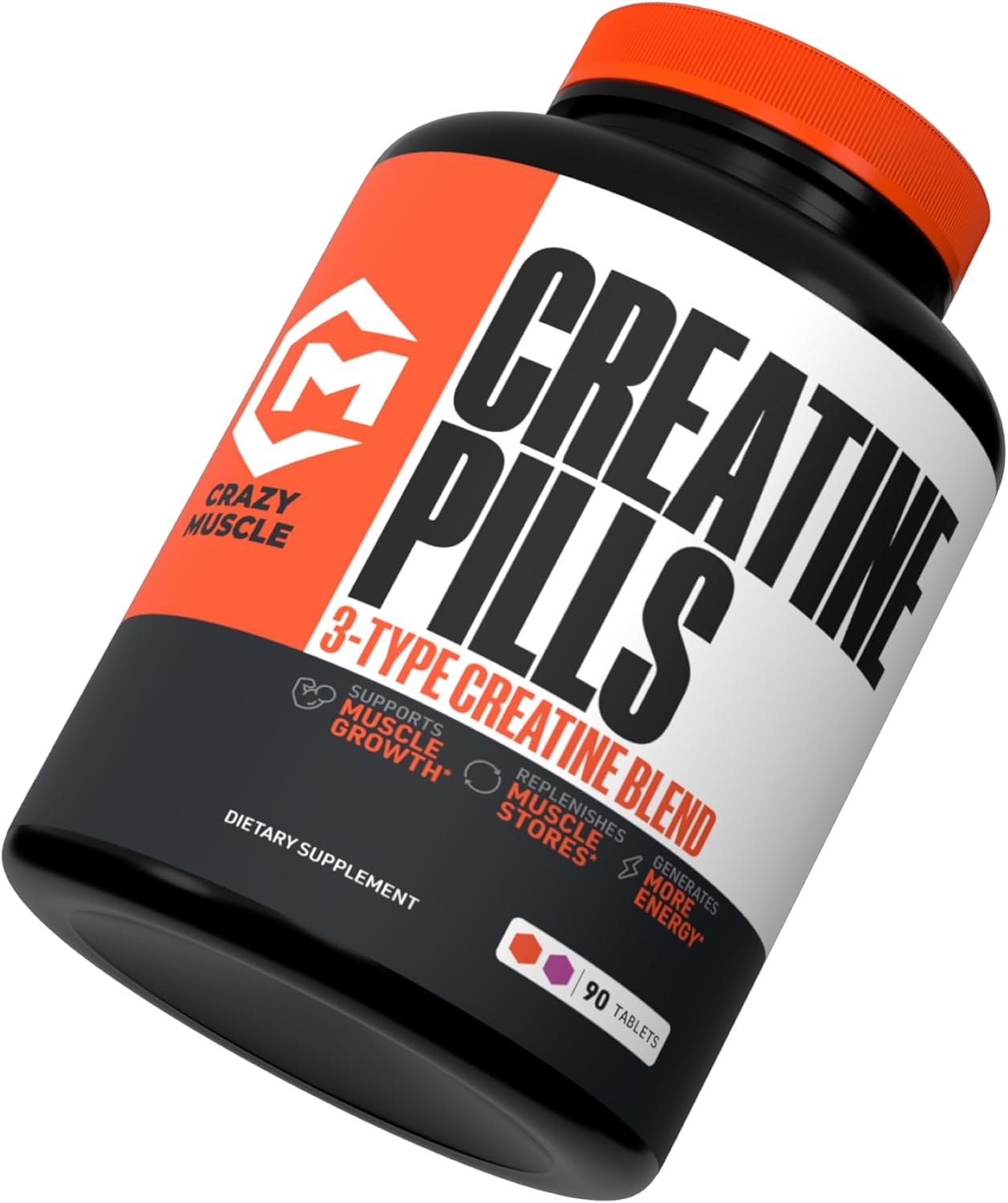 High Absorption 5g 3X Pure Creatine Monohydrate Pills for Lean Muscle Growth - 90 Tablets