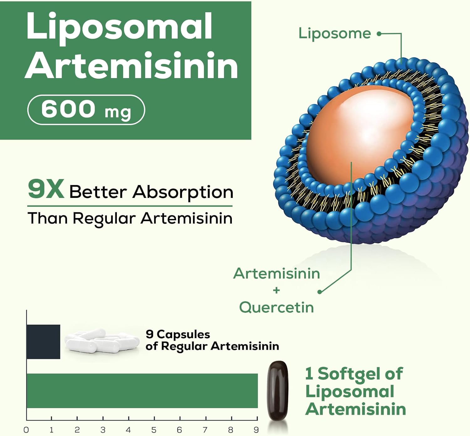 High Absorption 900mg Liposomal Artemisinin Softgels with Sweet Wormwood Extract - 60 Count, 2 Month Supply
