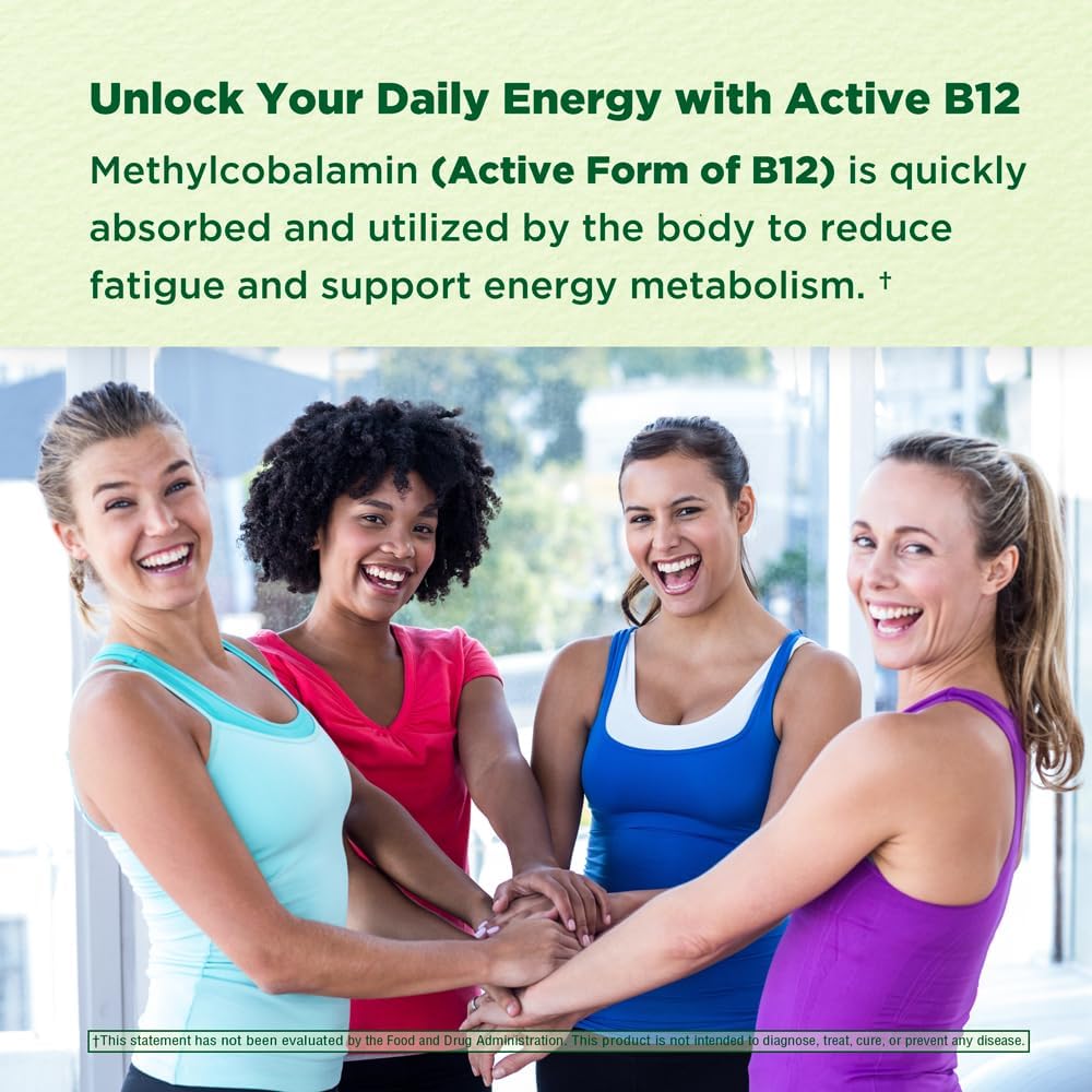 High Absorption BioActive B12 Methylcobalamin 1000mcg - Supports Energy, Nerve & Heart Health - 120 Vegan Capsules - Non-GMO USA