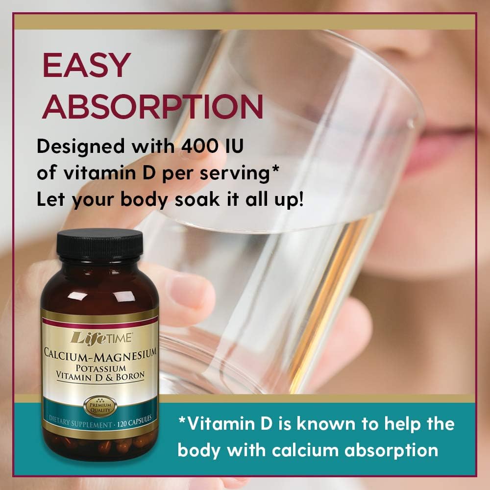 High Absorption Bone & Muscle Support Supplement with Calcium, Magnesium, Potassium, Vitamin D, and Boron - 120 Capsules