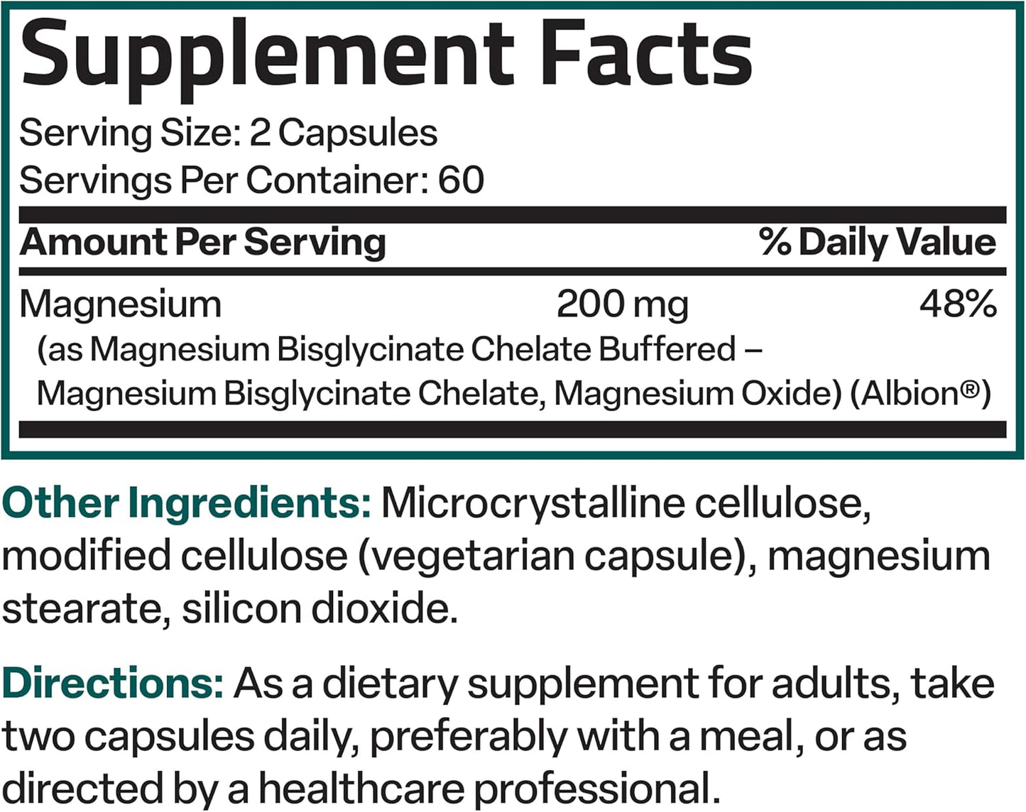 High Absorption Bronson Magnesium Glycinate 200 MG - Gentle On Stomach, Non-GMO, 120 Veg Capsules