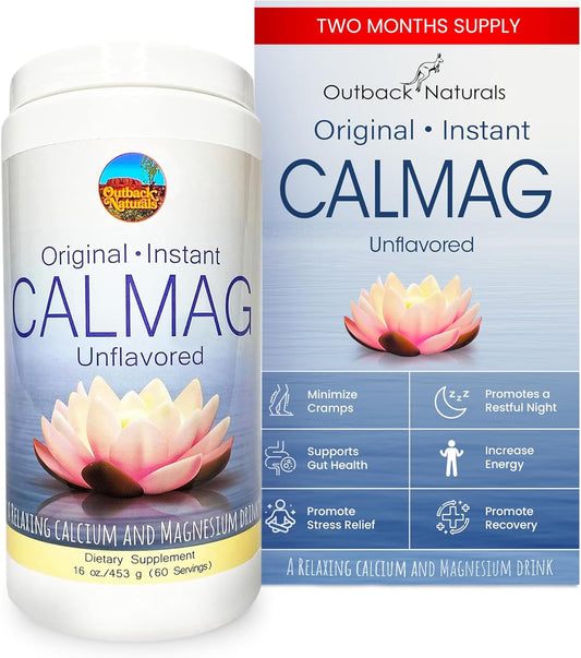 High Absorption CalMag Calcium and Magnesium Citrate Powder Supplement for Stress Relief, Sleep, and Bone Strength - Unflavored Mineral Drink - 16.5 oz