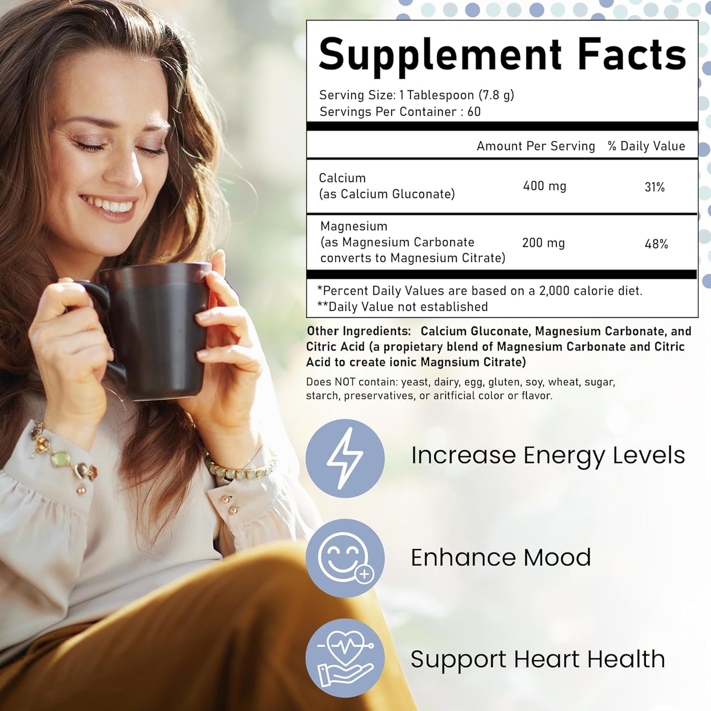 High Absorption CalMag Calcium and Magnesium Citrate Powder Supplement for Stress Relief, Sleep, and Bone Strength - Unflavored Mineral Drink - 16.5 oz