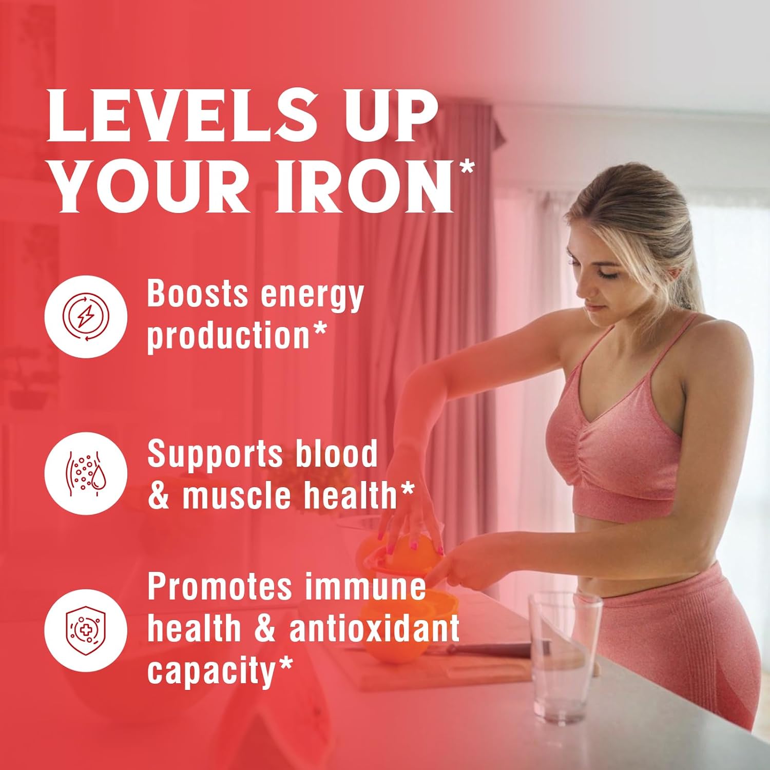 High Absorption Carbonyl Iron Supplement with Vitamin C for Men & Women - 60 Vegan Tabs, Non-GMO & Gluten-Free