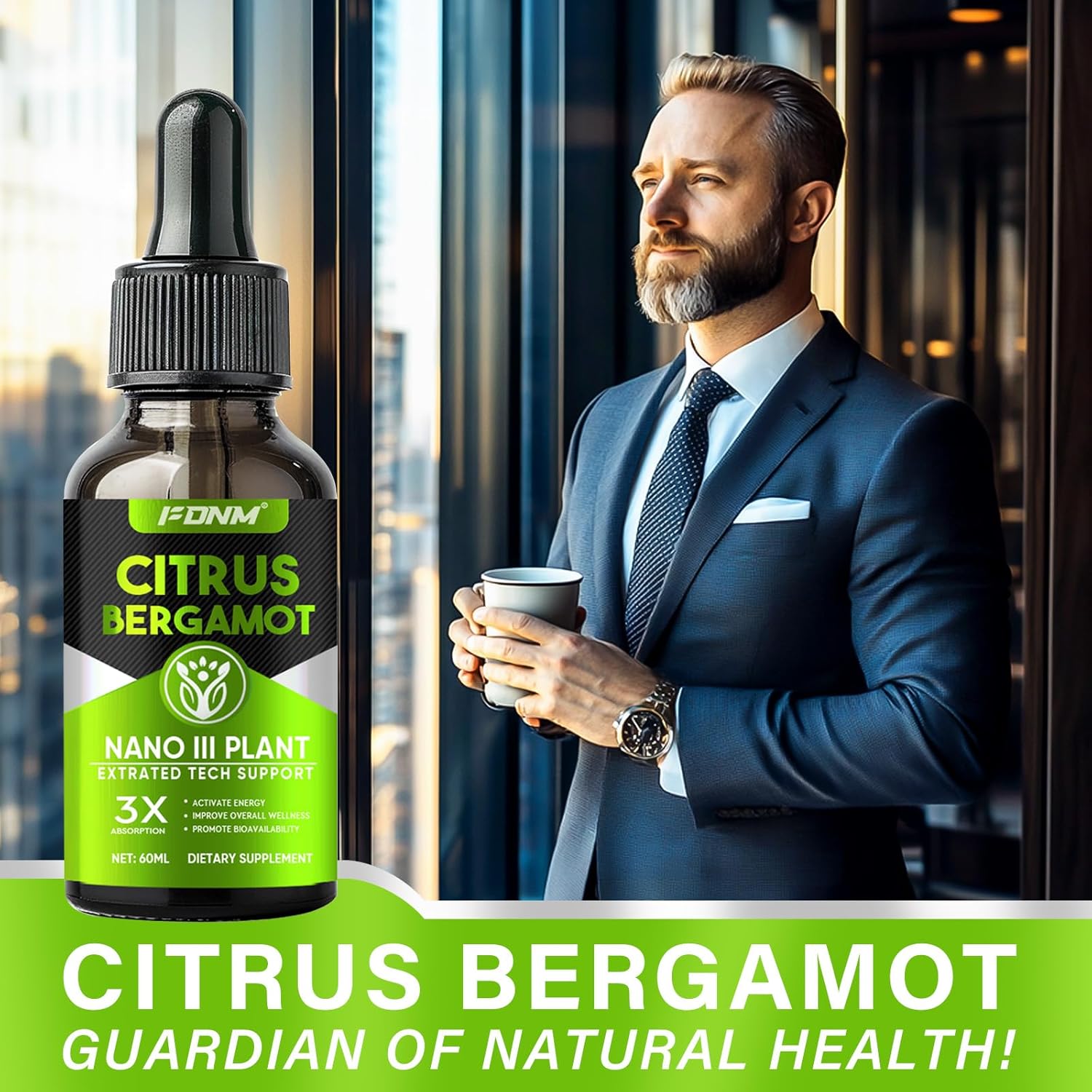High Absorption Citrus Bergamot Liquid Drops 1000mg Supplement for Metabolic Health & Increased Circulation