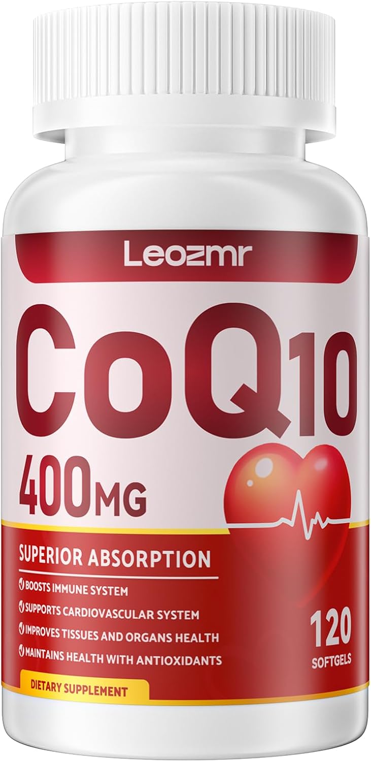 High-Absorption CoQ10-400mg Softgels with PQQ, BioPerine & Omega-3 - Antioxidant Supplement for Heart Support & Energy Production - 120 Servings