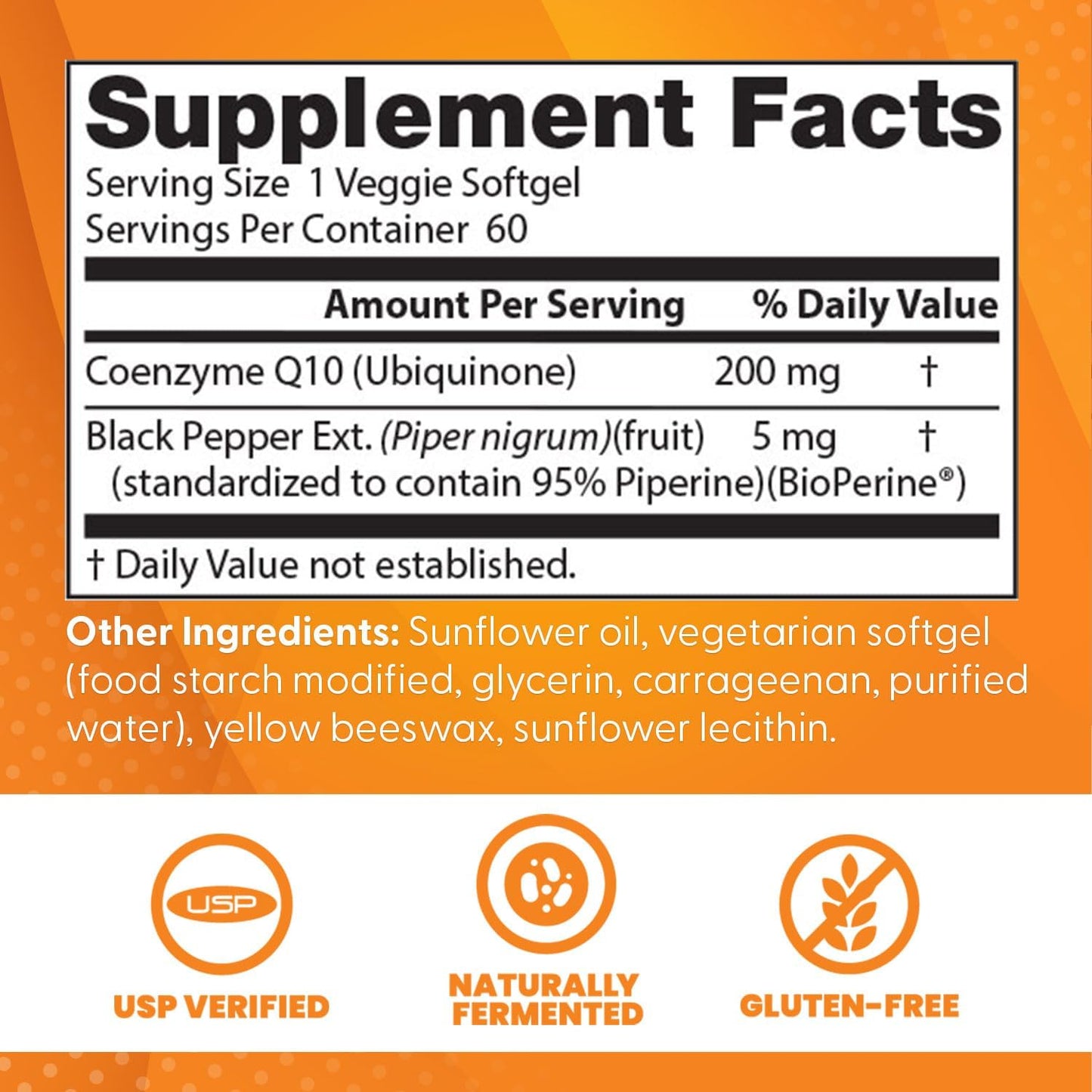 High Absorption COQ10 for Heart & Energy Support - 60 Vegetarian Softgels, USP Verified, Non-GMO & Gluten Free