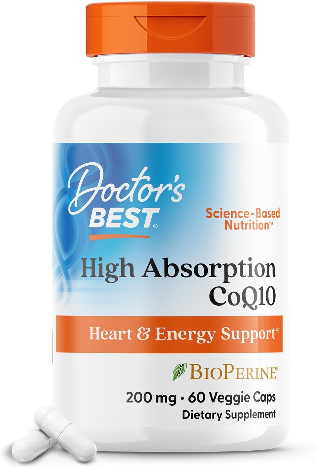 High Absorption CoQ10 Supplement for Heart & Energy Support - USP Verified, Non-GMO, Gluten Free, Vegan - 60 Veggie Capsules