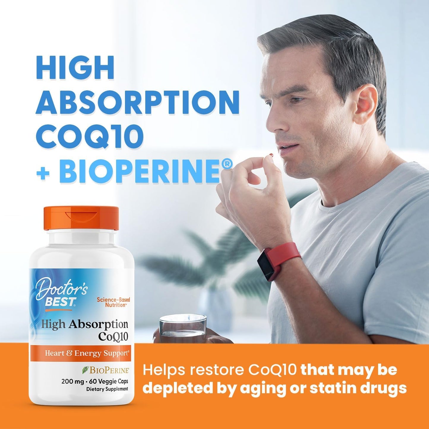 High Absorption CoQ10 Supplement for Heart & Energy Support - USP Verified, Non-GMO, Gluten Free, Vegan - 60 Veggie Capsules