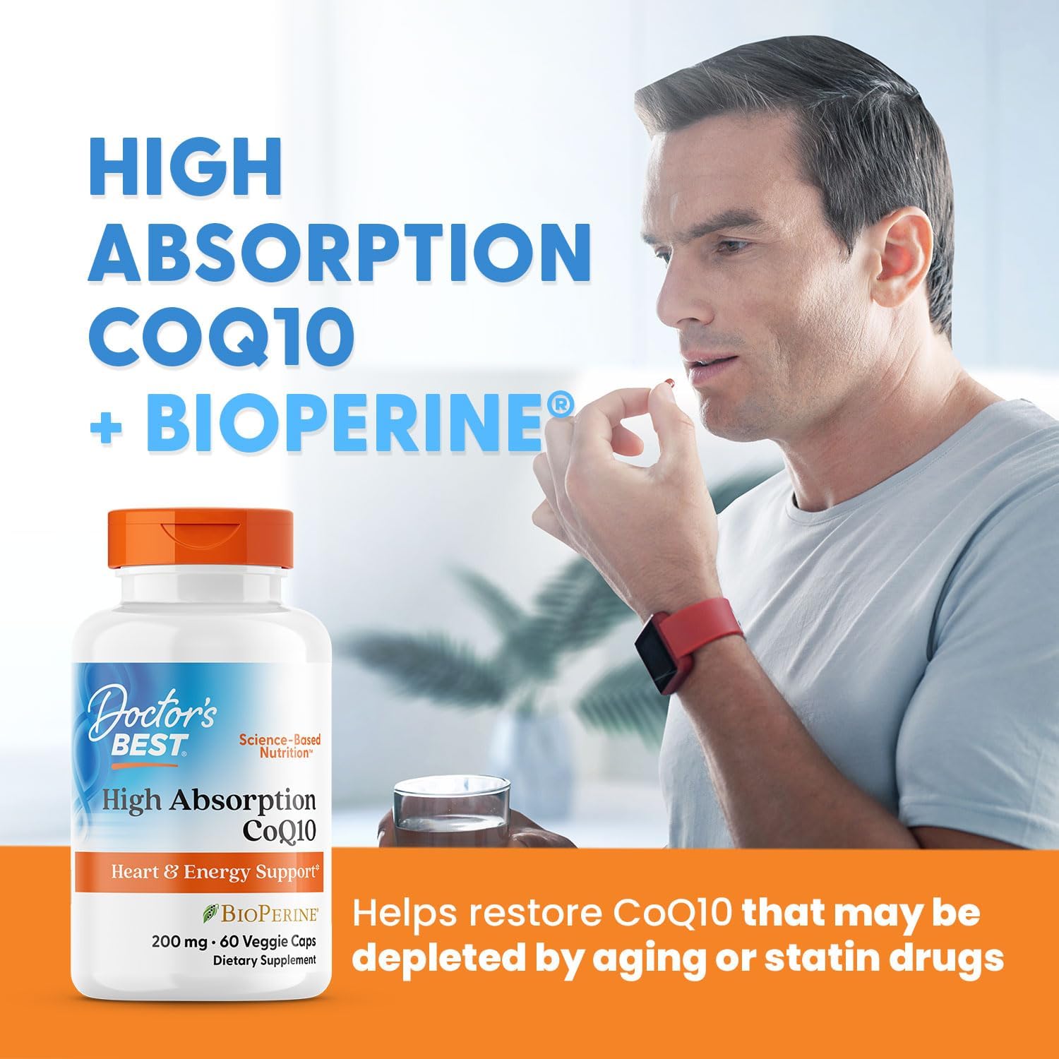 High Absorption CoQ10 Supplement for Heart & Energy Support - USP Verified, Non-GMO, Gluten Free, Vegan - 60 Veggie Capsules