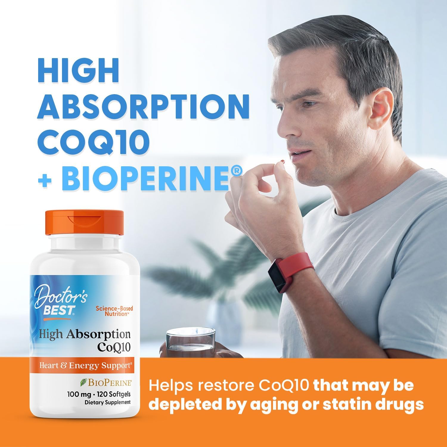 High Absorption CoQ10 with BioPerine for Heart Health & Energy Production - 100 mg, 120 Count, Gluten Free & Naturally Fermented