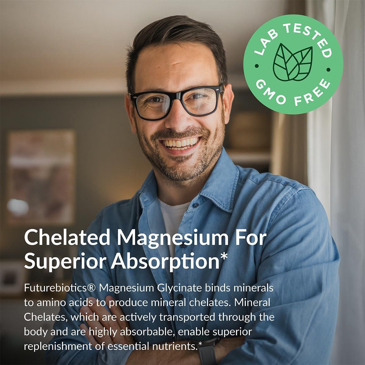 High Absorption Futurebiotics Magnesium Glycinate 200 MG per Serving, Chelated for Gentle Stomach, Non-GMO, 120 Vegan Capsules